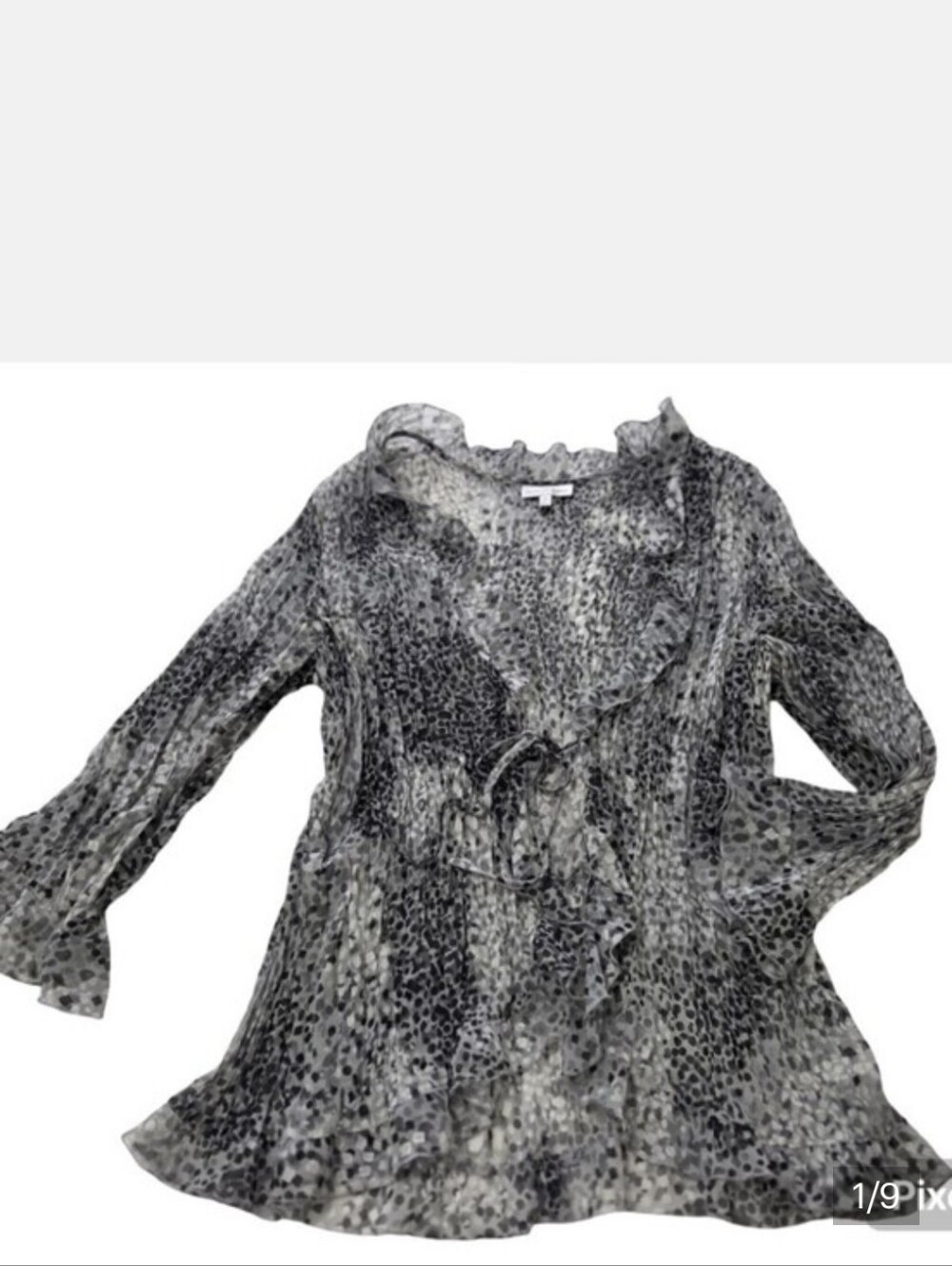 Sheer Open Front Ruffled Blouse. - Picture 3 of 9